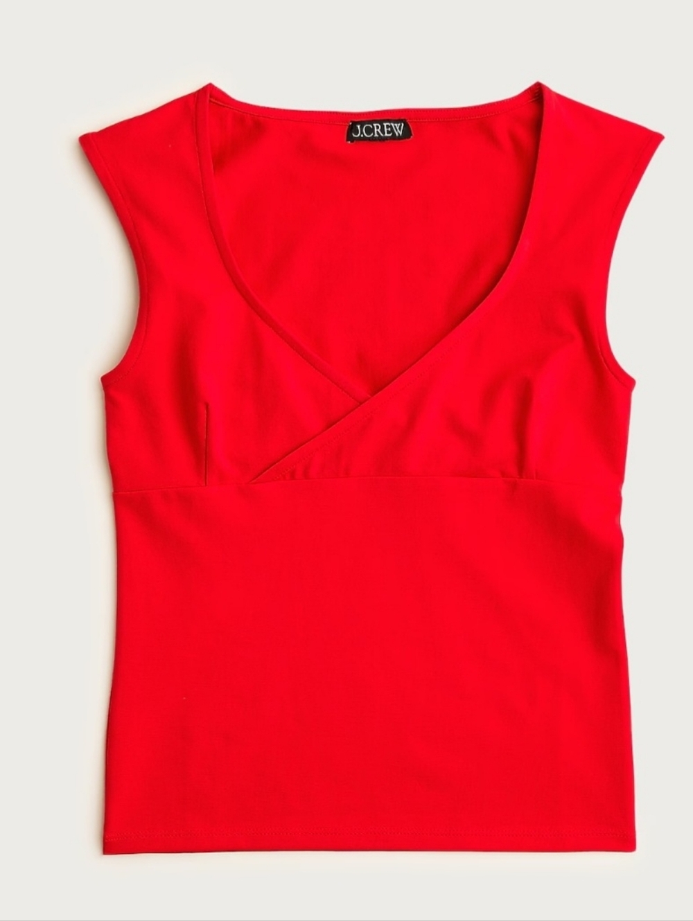 J.Crew Red Stretch Cotton Crossover Cap Sleeve Top Size M NWT